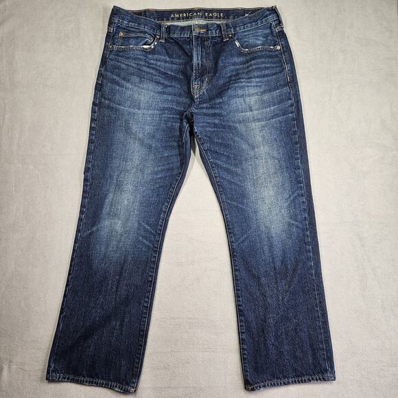 American Eagle Jeans Men 38x29.5 Blue Classic Bootcut Western Denim Dark Wash - Picture 1 of 14